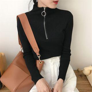 Long-sleeve High-neck Zip Top