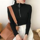 Long-sleeve High-neck Zip Top