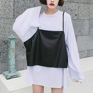 Set: Long-sleeve T-shirt Dress + Camisole Top