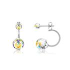 925 Sterling Silver Simple Fashion Geometric Round Earrings With Colorful Austrian Element Crystals Silver - One Size