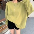 Loose Fit Long-sleeve Plain Sweatshirt
