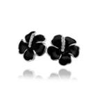 Elegant And Fashion Flower Stud Earrings With Cubic Zircon Silver - One Size