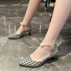 Pointed Houndstooth Kitten Heel Sandals