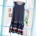 Sleeveless Plaid Panel Knit Dress