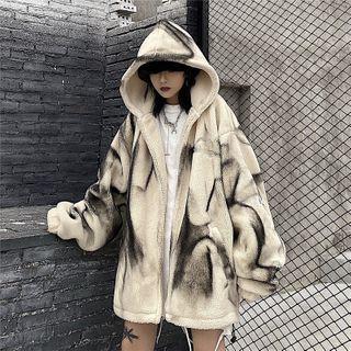 Tie Dye Fleece Zip-up Hooded Jacket