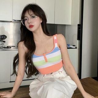 Color Block Striped Crop Tank Top
