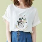 Rabbit Print Short-sleeve T-shirt White - One Size