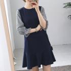 3/4-sleeve Panel A-line Dress