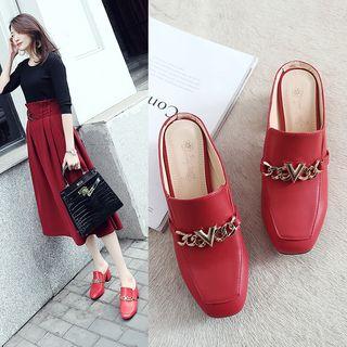 Block-heel Chained Mules