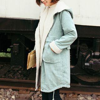 Corduroy Fleece-lined Hooded Coat