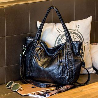 Faux-leather Braided Trim Satchel
