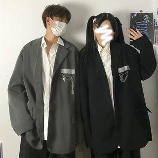 Lapel Collar Long-sleeve Plain Blazer