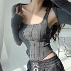 Set: Details Square-neck Tank Top + Cape Top