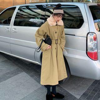 Collared Single-breasted Midi Coat Yellow - One Size