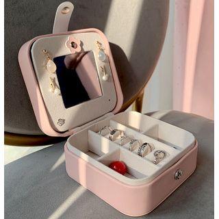 Rhinestone Crown Jewelry Box  - Pink Double Layer