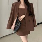 Plain Blazer / Spaghetti Strap Mini Bodycon Dress