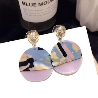 Acetate Panel Disc Dangle Earring 1 Pair - Steel Needle - Gold - One Size