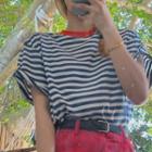 Short-sleeve Striped T-shirt Striped - Blue & White - One Size