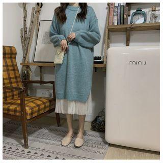 Long-sleeve Knit Dress / Midi A-line Mesh Dress