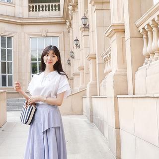 Tie-neck Cap-sleeve Top