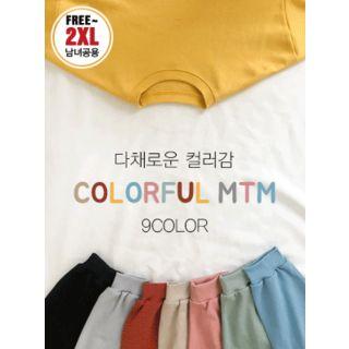 Couple Balloon-sleeve Colored Sweatshirt