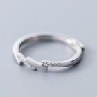 Rhinestone 925 Sterling Silver Ring S925 Silver - Silver - One Size