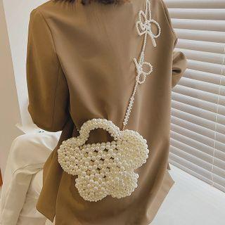 Beaded Crossbody Bag Off-white - One Size