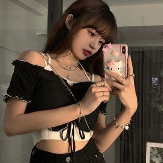 Short-sleeve Cold Shoulder Top / Camisole Top