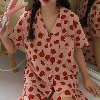 Set:fruit Printed Short-sleeve Top + Shorts