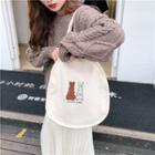 Rabbit Applique Round Canvas Tote Bag As Shown In Figure - One Size