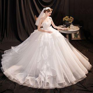 Strapless Ruffle Wedding Ball Gown