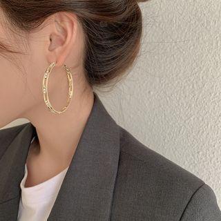 Rhinestone Layered Alloy Hoop Earring 1 Pair - Silver Needle - Gold - One Size