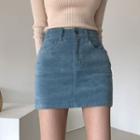 High-waist Corduroy Mini Pencil Skirt / Shorts