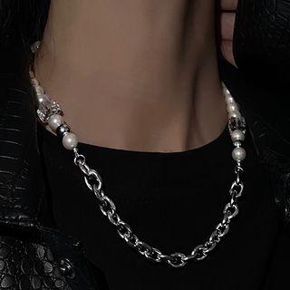 Freshwater Pearl Stainless Steel Choker 1pc - Silver - One Size