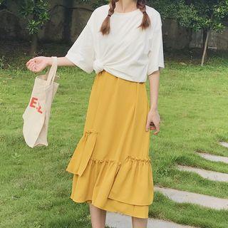 Ruffle Hem Midi Strappy Dress