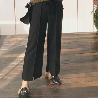 Drawstring-waist Slit-hem Pants
