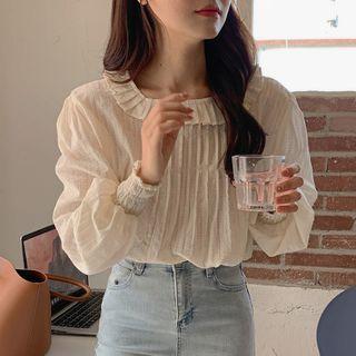 Lantern-sleeve Blouse Ivory White - One Size