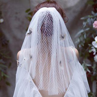 Mesh Wedding Veil Veil - White - 45cm