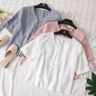Drawstring-sleeved V-neck Blouse