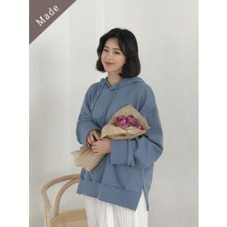 Drop-shoulder Slit-side Hoodie