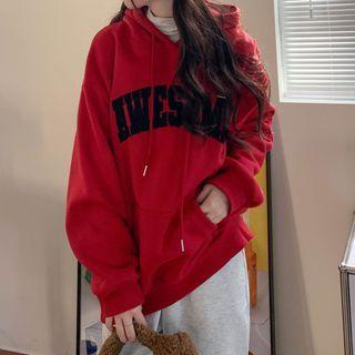 Long-sleeve Lettering Applique Hoodie