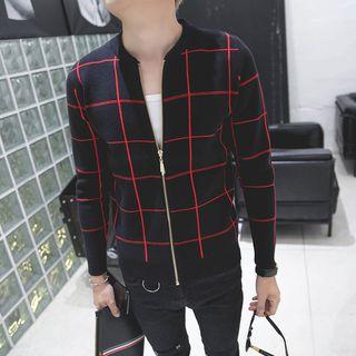 Check Zip Sweater