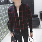 Check Zip Sweater