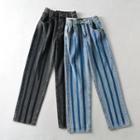 Striped High-waist Straight Leg Jeans