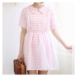 Collared Checked Empire Dress