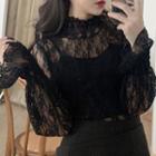 Long-sleeve Turtleneck Lace Top / Camisole Top