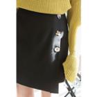 Buttoned Asymmetric Wrap Miniskirt
