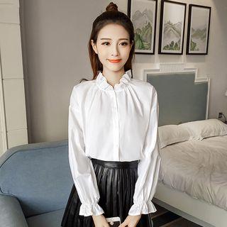 Frill Trim Puff-sleeve Blouse