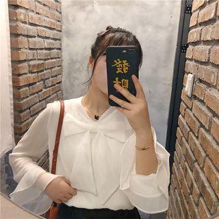 Long-sleeve Chiffon Top / Mini Skirt