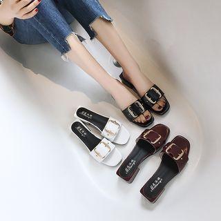 Buckled Chunky-heel Slide Sandals